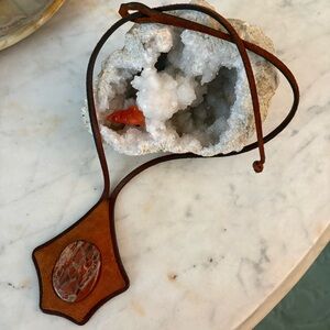 Brown Leather & Canyon Jasper Pendant Necklace